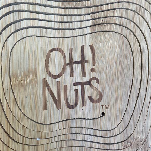 OH! NUTS Collapsible Hanging Bowl on Stand Trivet Apple Nut Fall Decor Wood - Picture 3 of 11